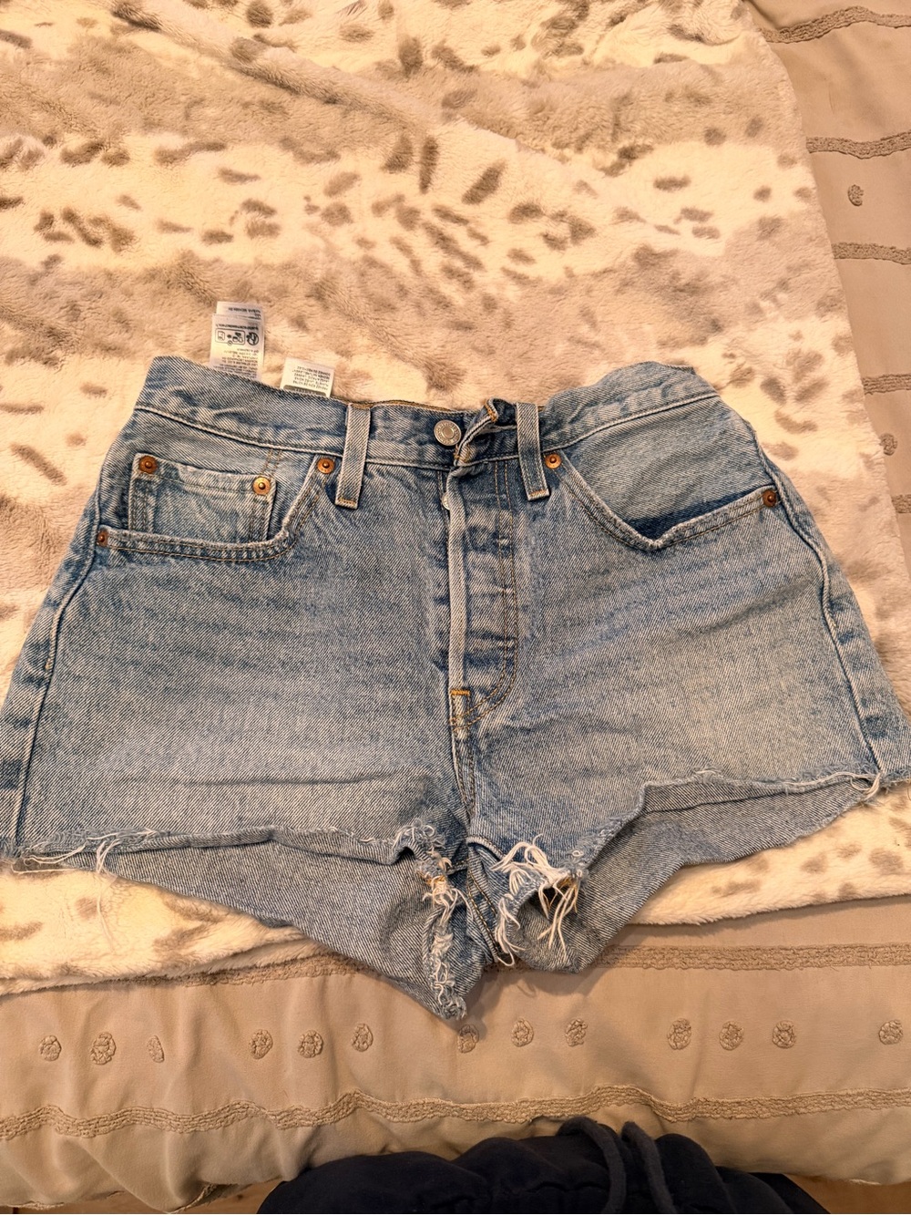 Levi's Light Blue Distressed Denim Cutoff Shorts